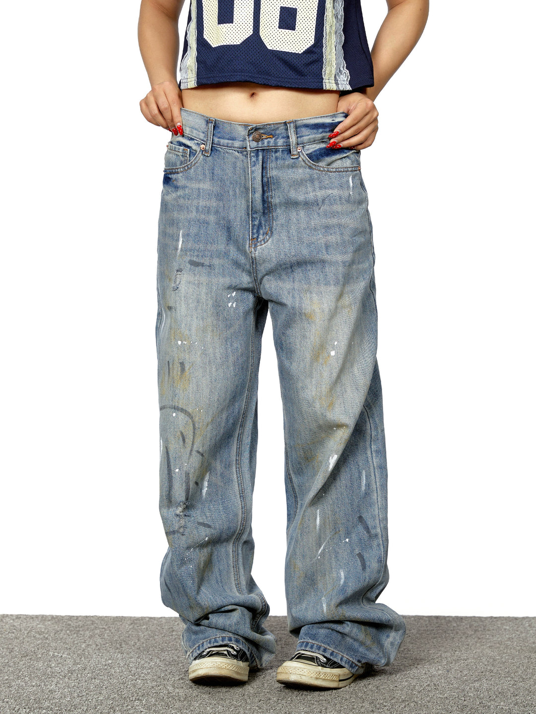 Ink Splash Graffiti Loose Straight Pants