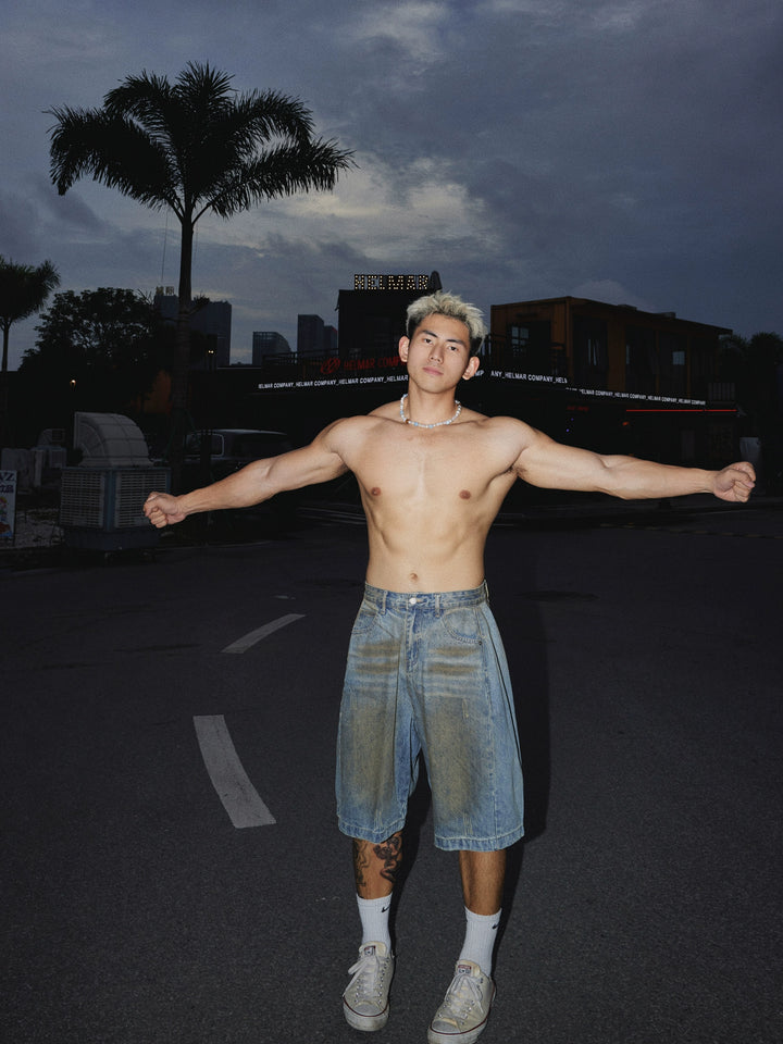 Slitte vide denimshorts 