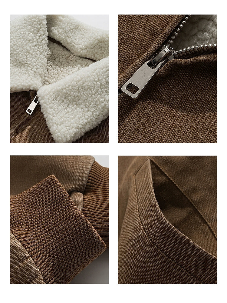 جاكيت جلد خروف مع ياقة قابلة للفصل 