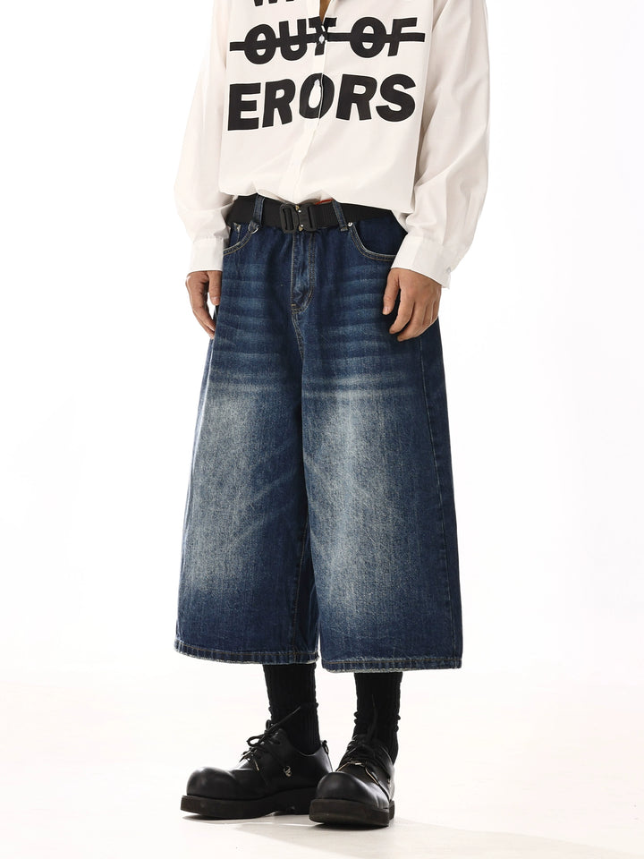 Wide Leg Cropped Denim Pants