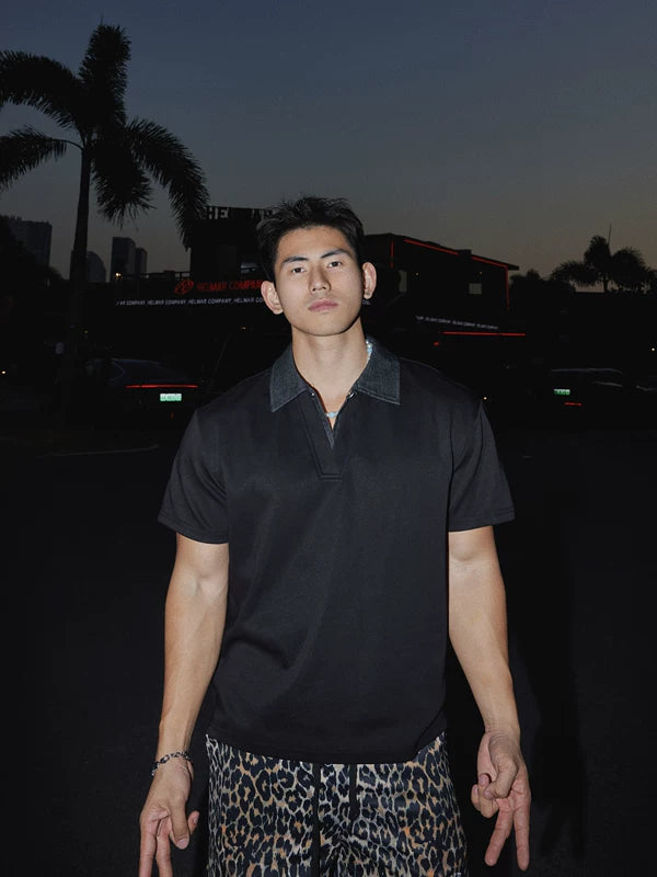 페이크 투피스 폴로 칼라 티셔츠 