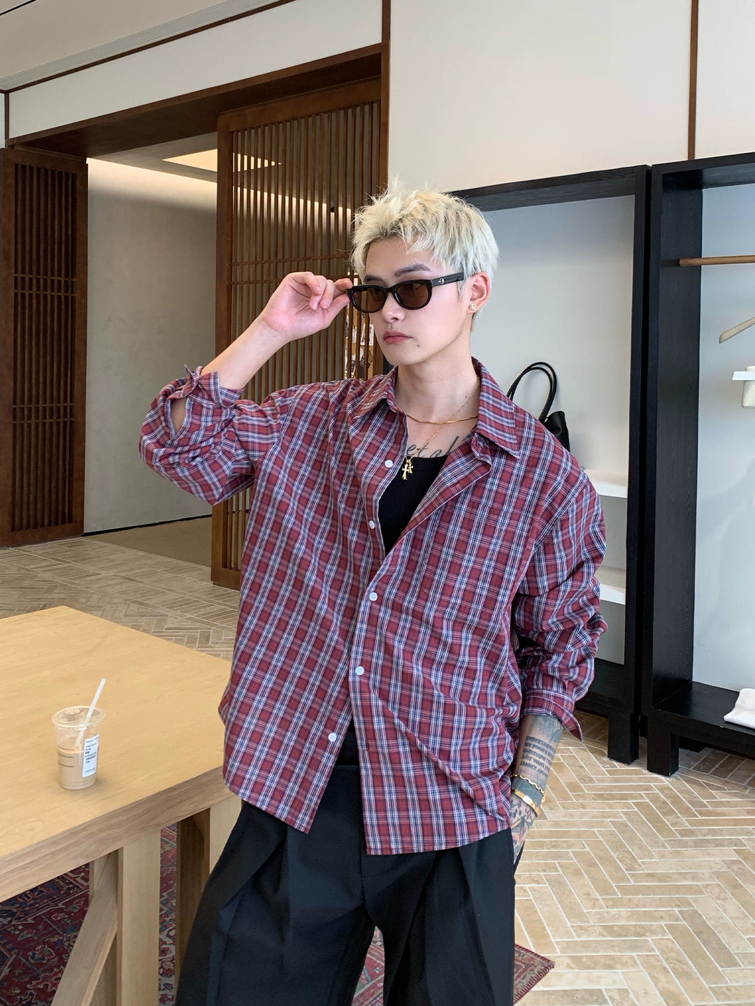Plaid Loose Fit Long Sleeve Shirt