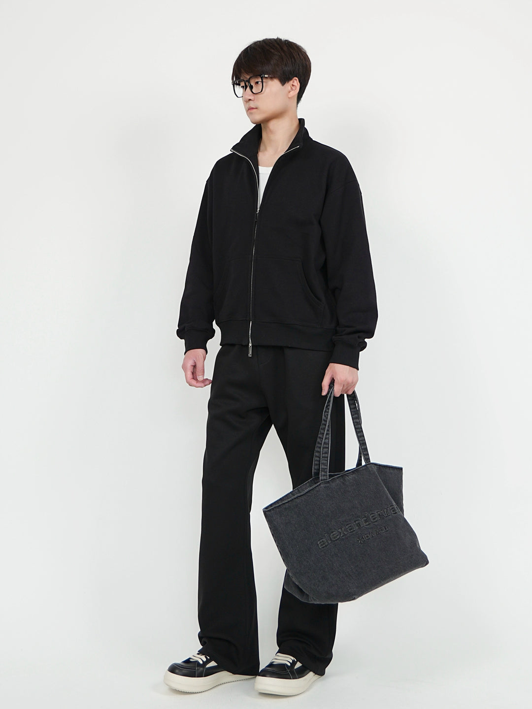 Double Zipper Stand Collar Sweatshirt