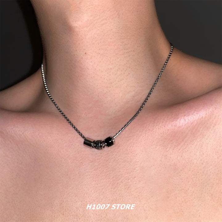 Titanium Steel Beaded Clavicle Necklace