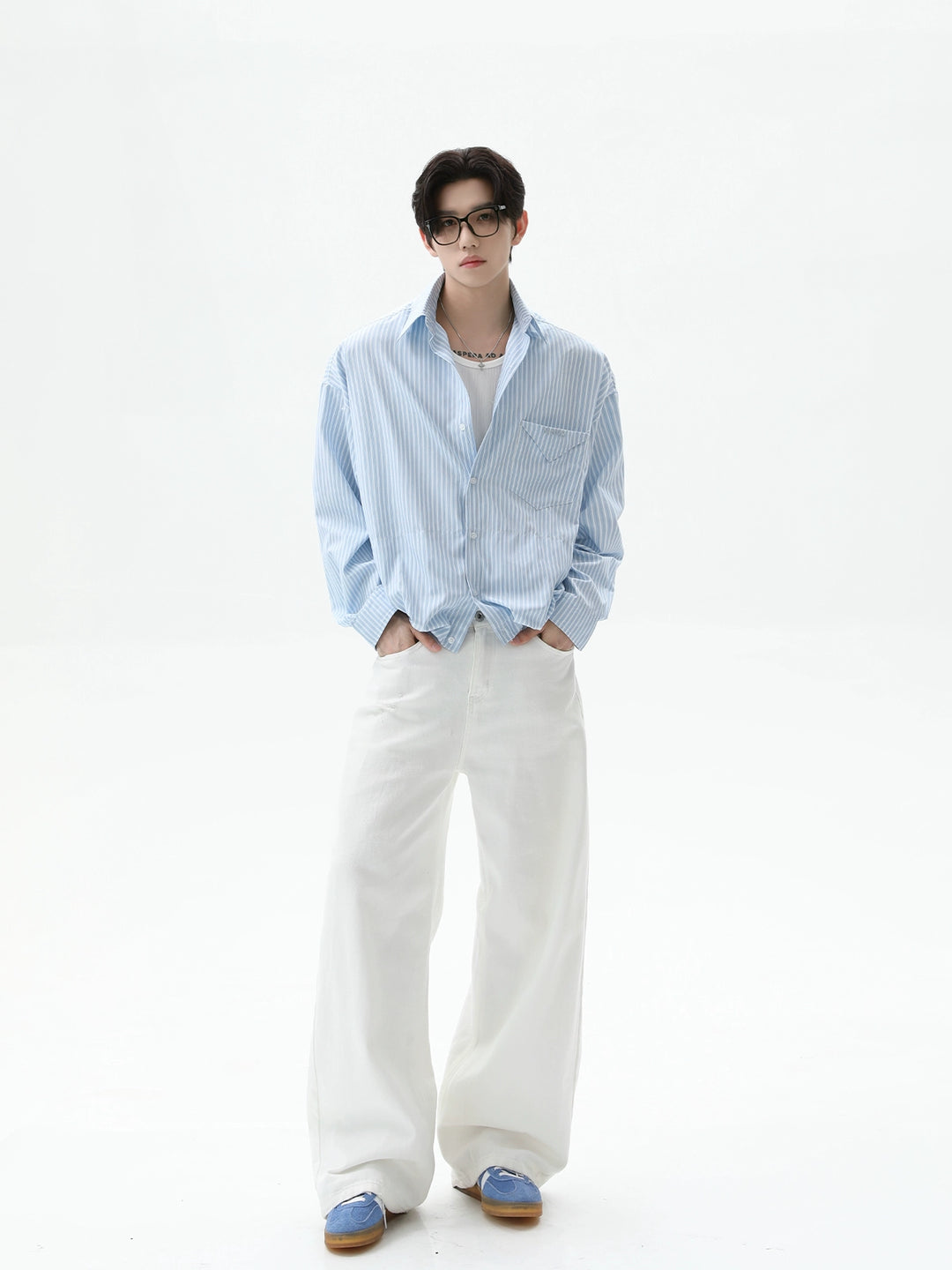 Striped Lapel Long-Sleeve Shirt
