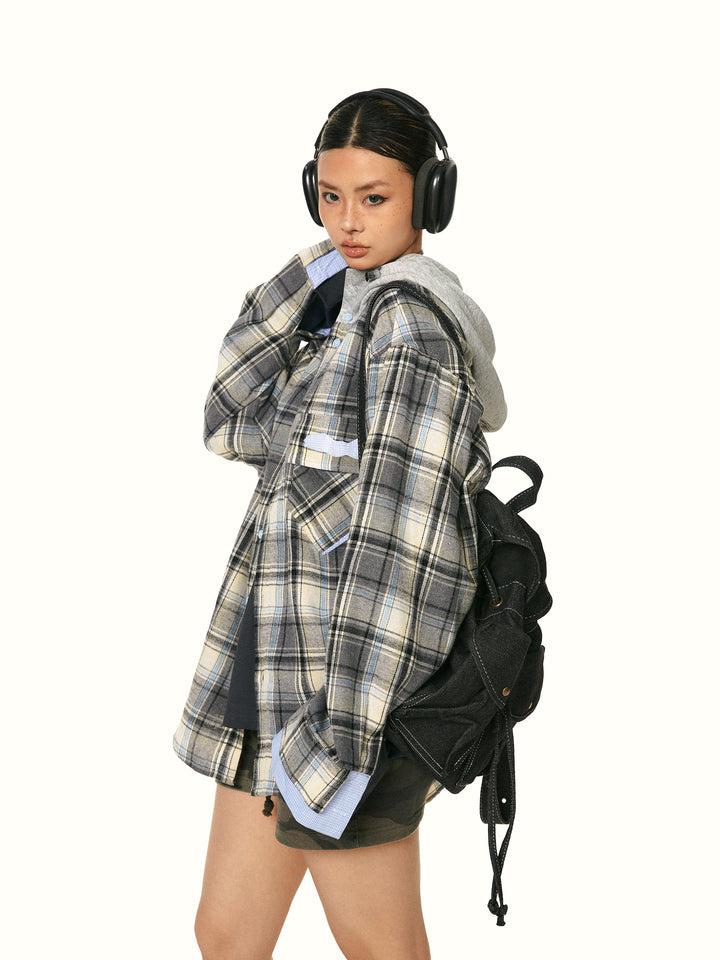 Plaid Hooded Two-Piece Casual Shirt