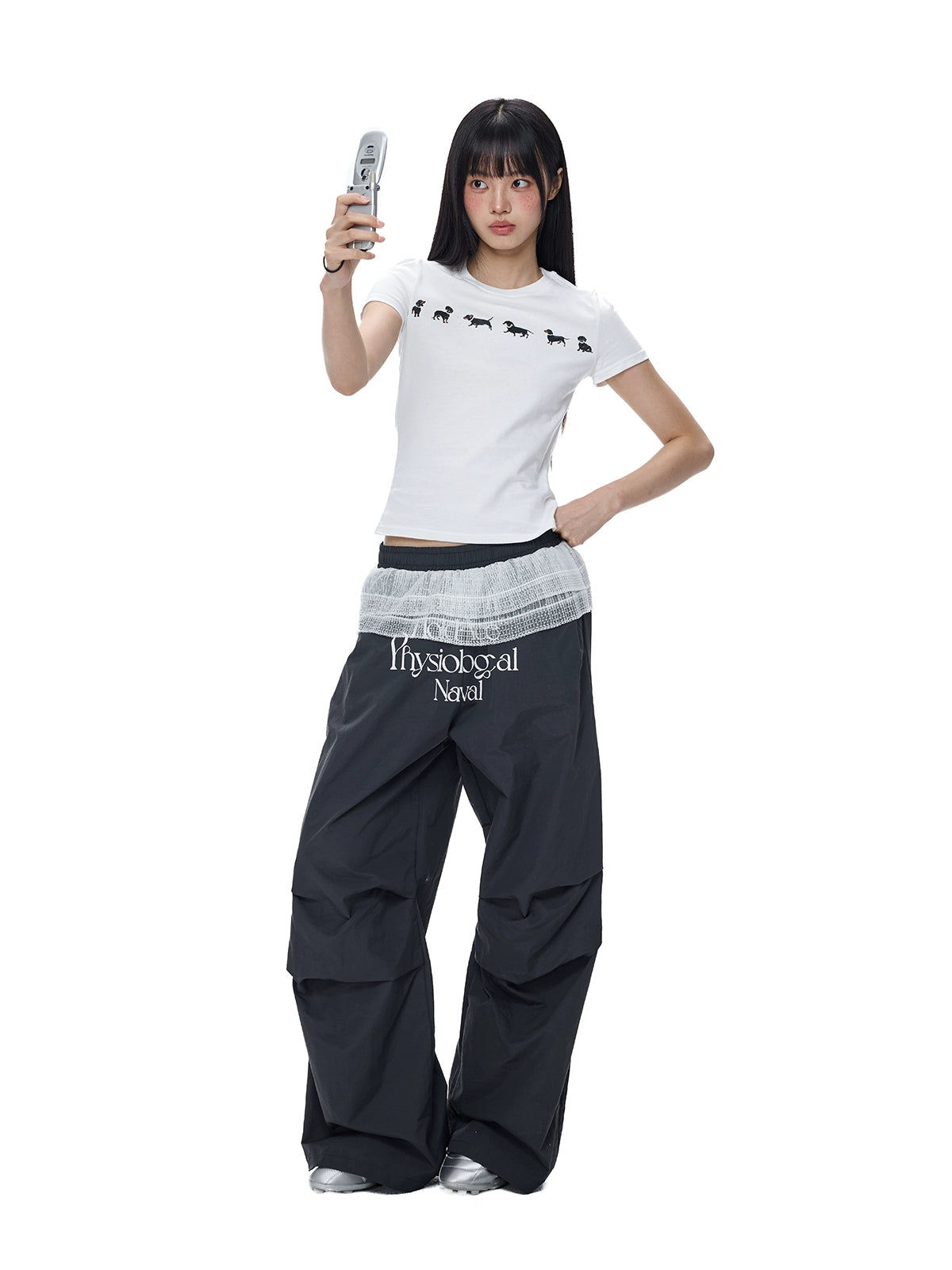 تي شيرت قصير الأكمام بطبعة جرو بتصميم ضيق 