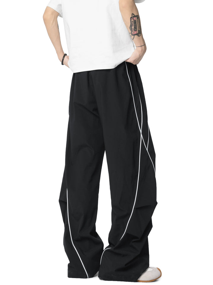 Pantalones casuales de pierna recta con tira reflectante 