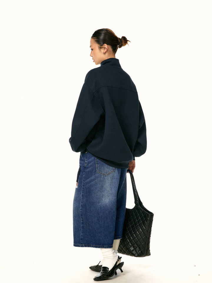 Patchwork Wide-Leg Cropped Jeans