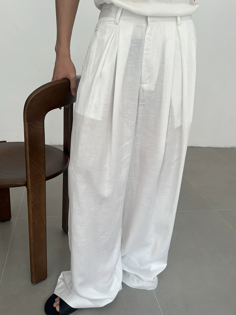 Linen Loose Fit Wide Leg Pants