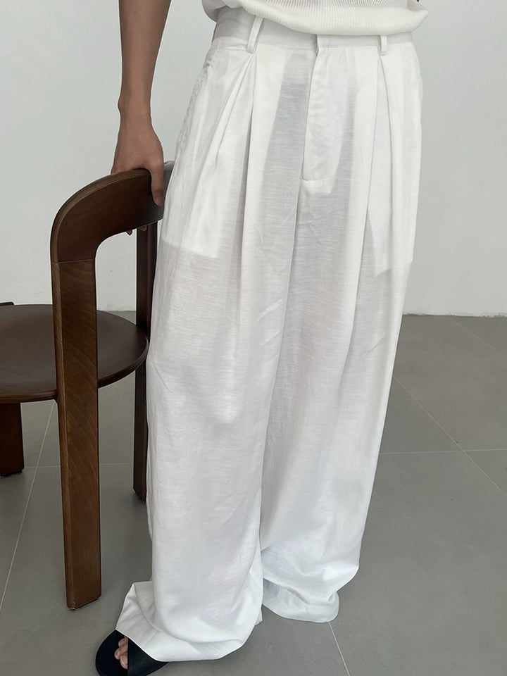Linen Loose Fit Wide Leg Pants