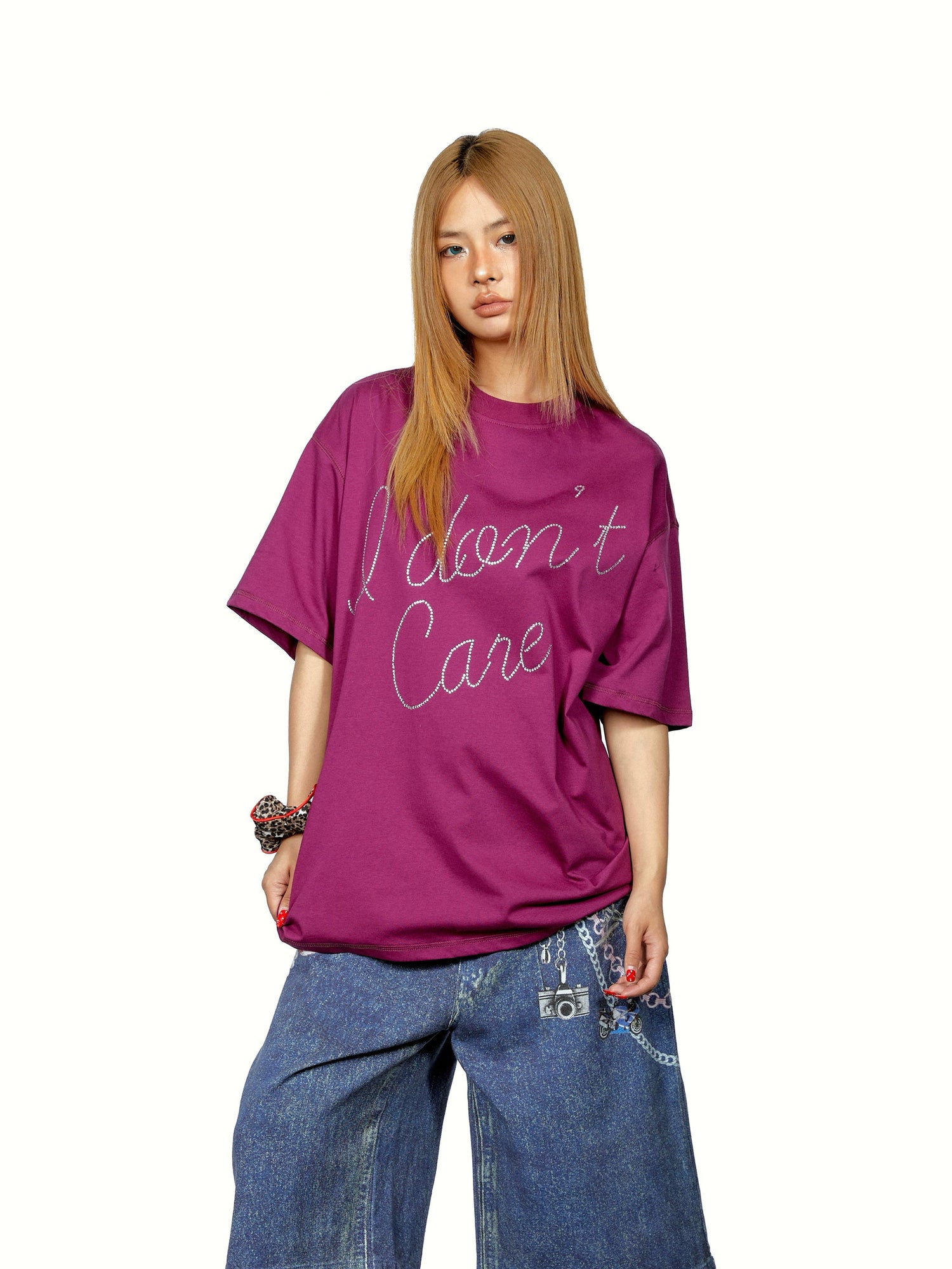 تي شيرت قصير الأكمام بتصميم رسومي فضفاض 