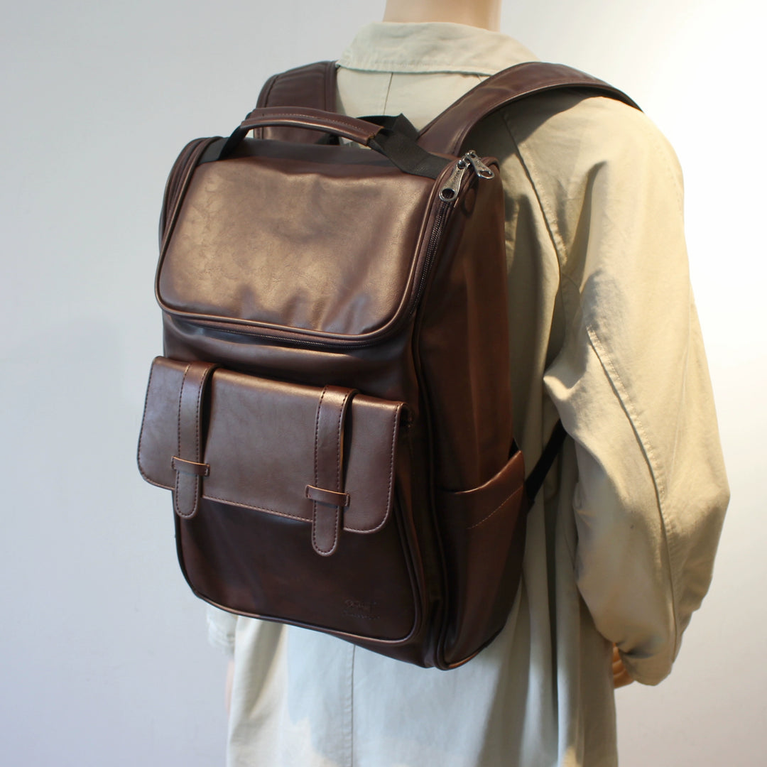 Mochila de cuero para laptop de gran capacidad 