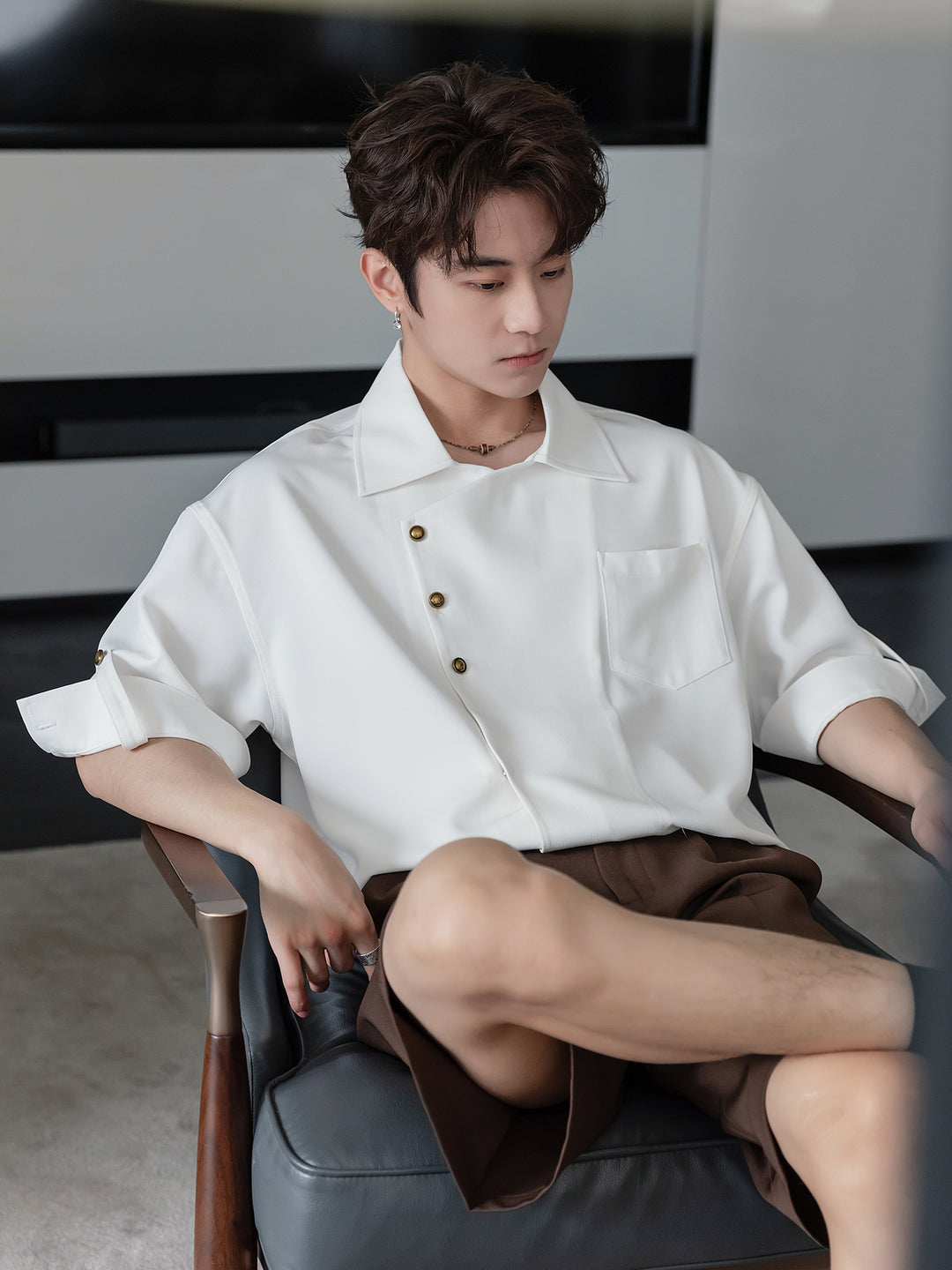 Button-down Shirt with Rolled Sleeves