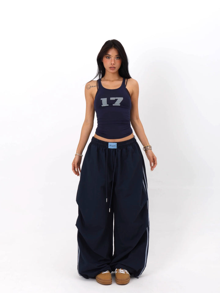 Wide Leg Double Stripe Casual Pants