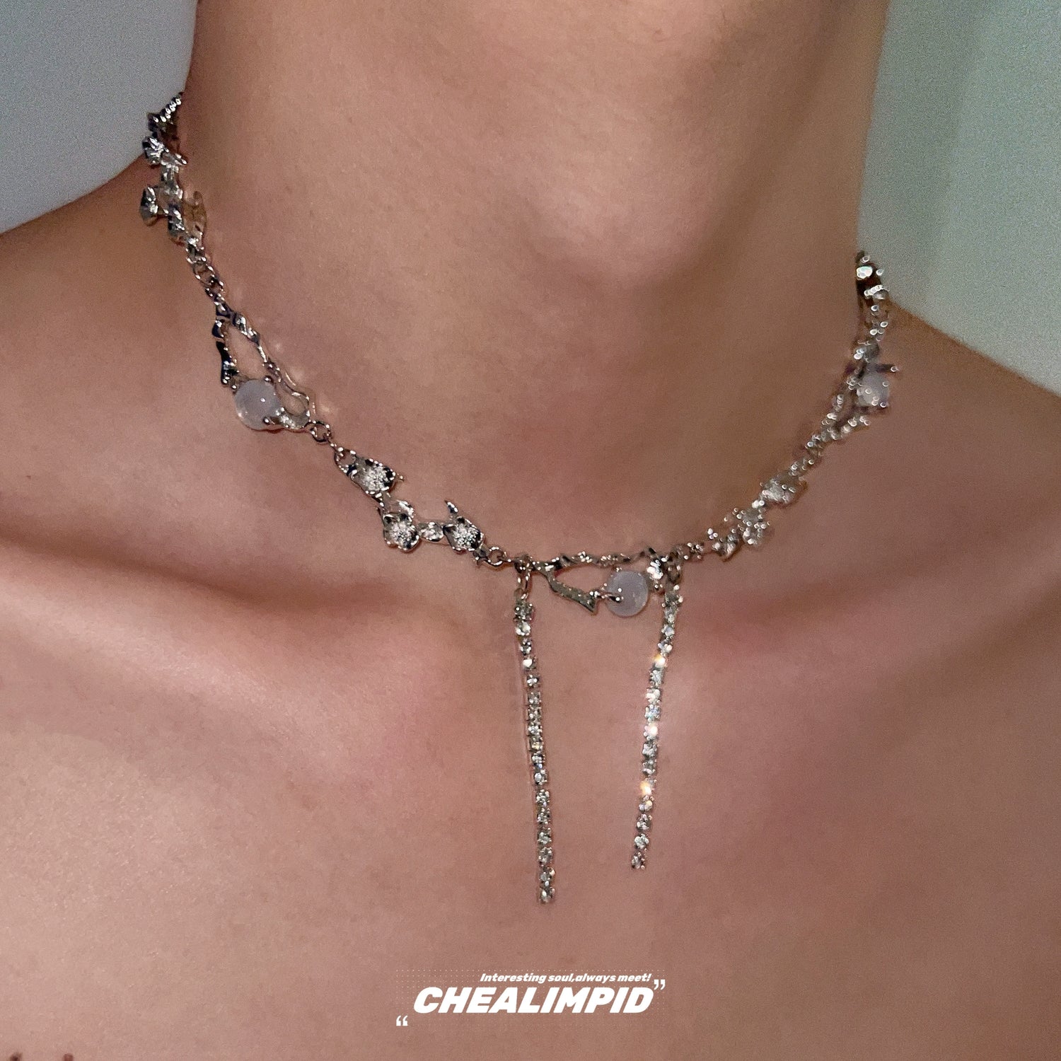 Irregular Moonstone Chain Clavicle Necklace