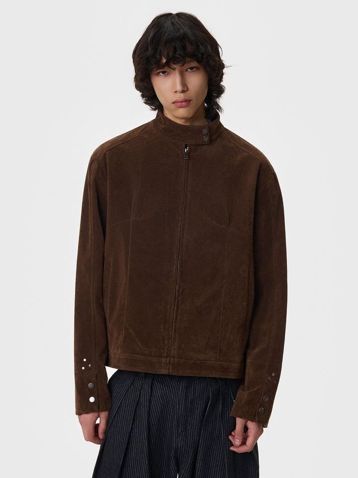 Deconstructed Faux Suede Short Jacket