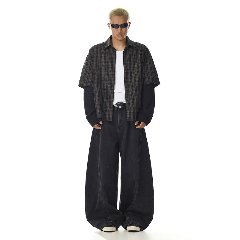 Camisa de Manga Longa em Duas Peças de Lã Xadrez 