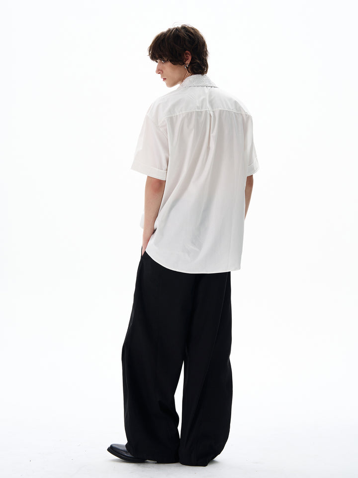 Retro Embroidered Short-Sleeved Shirt