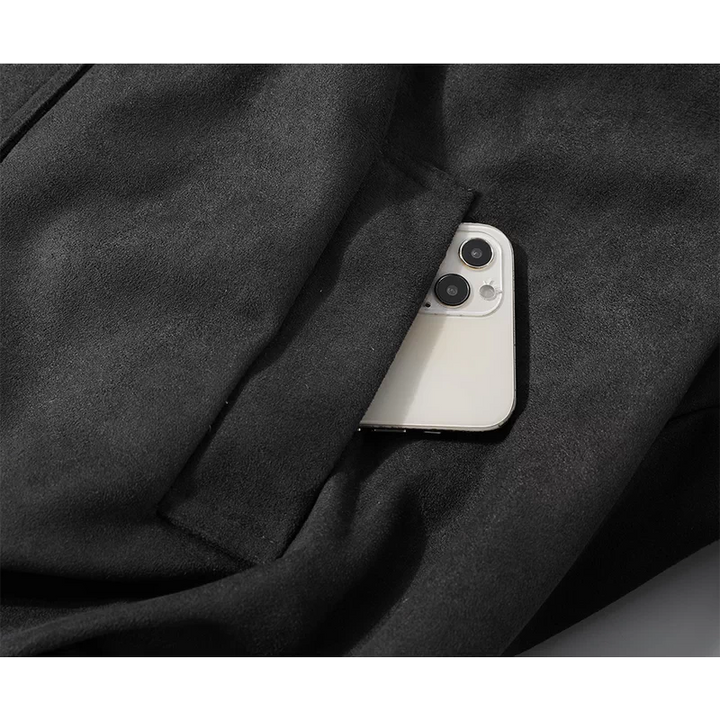 Chaqueta corta de invierno con cuello de felpa de ante 