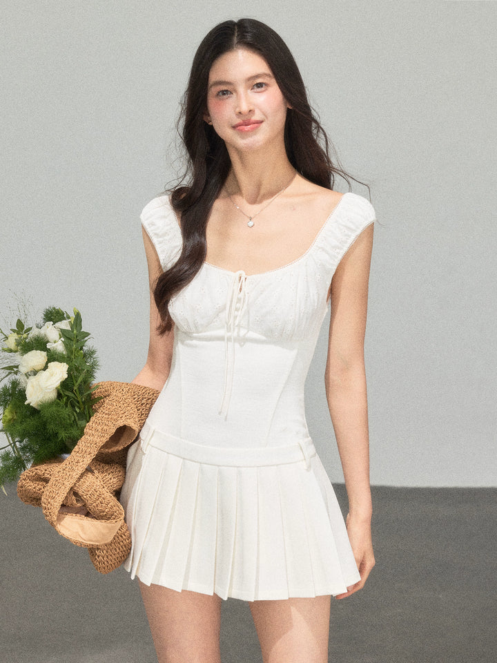 Scoop Neck Pleated Hem Sundress
