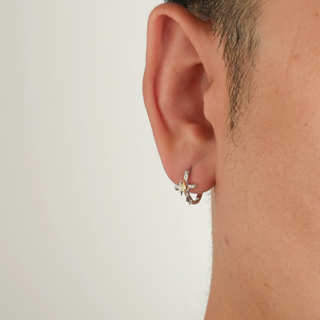 Sterling Silver Cross Hoop Earrings