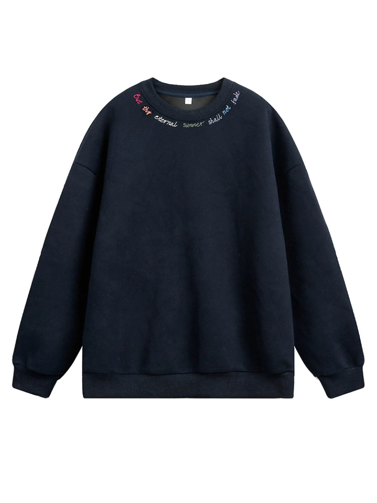 Sweat-shirt à col rond brodé de lettres 