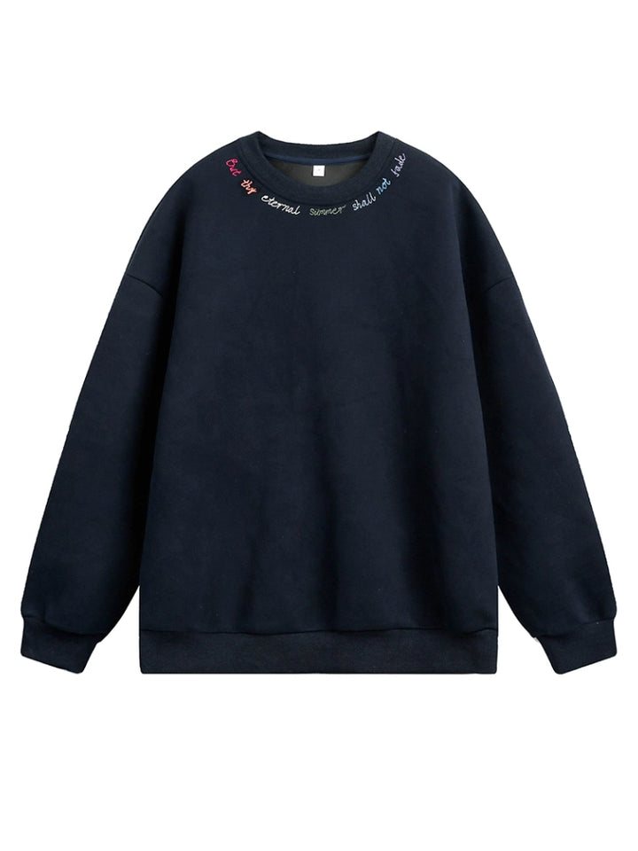 Sweat-shirt à col rond brodé de lettres 