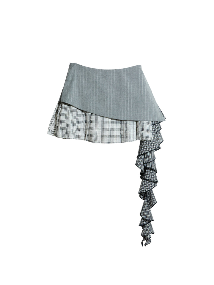 Asymmetrical Striped A-line Skirt