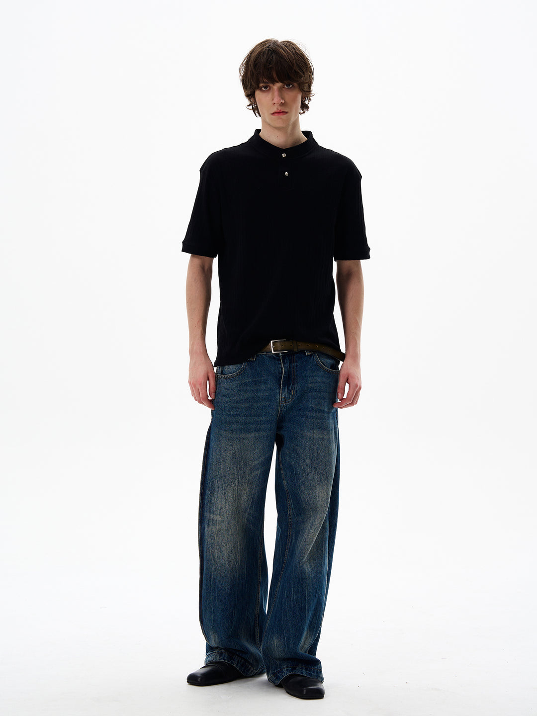 Textured Short-Sleeve Knit Pullover