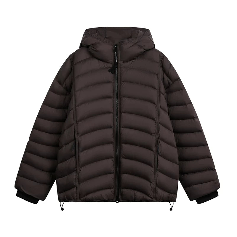 Jaqueta leve de down impermeável com capuz 