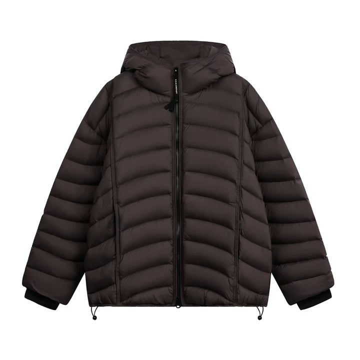 Jaqueta leve de down impermeável com capuz 