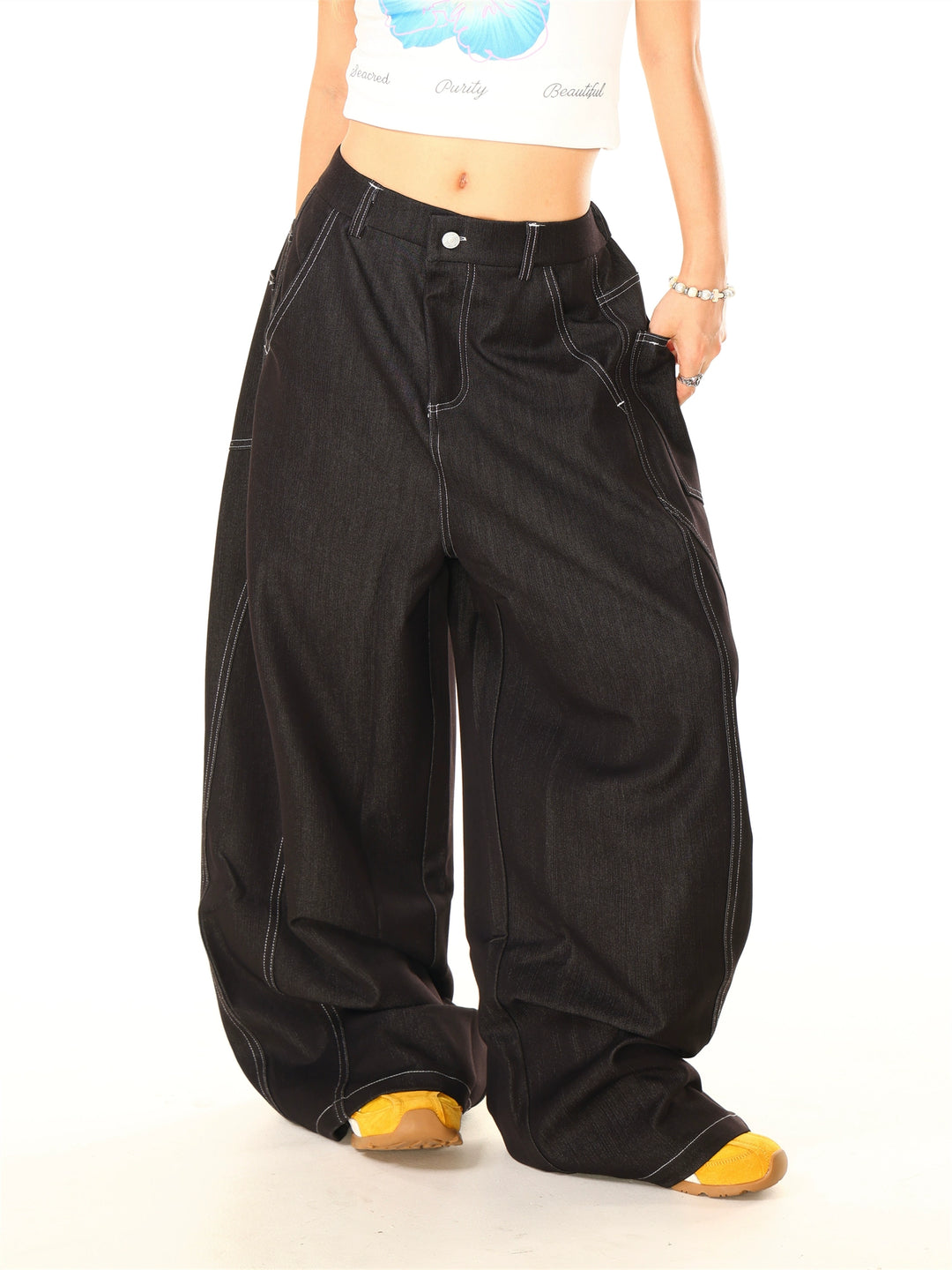 Loose Washed Wide Leg Pants