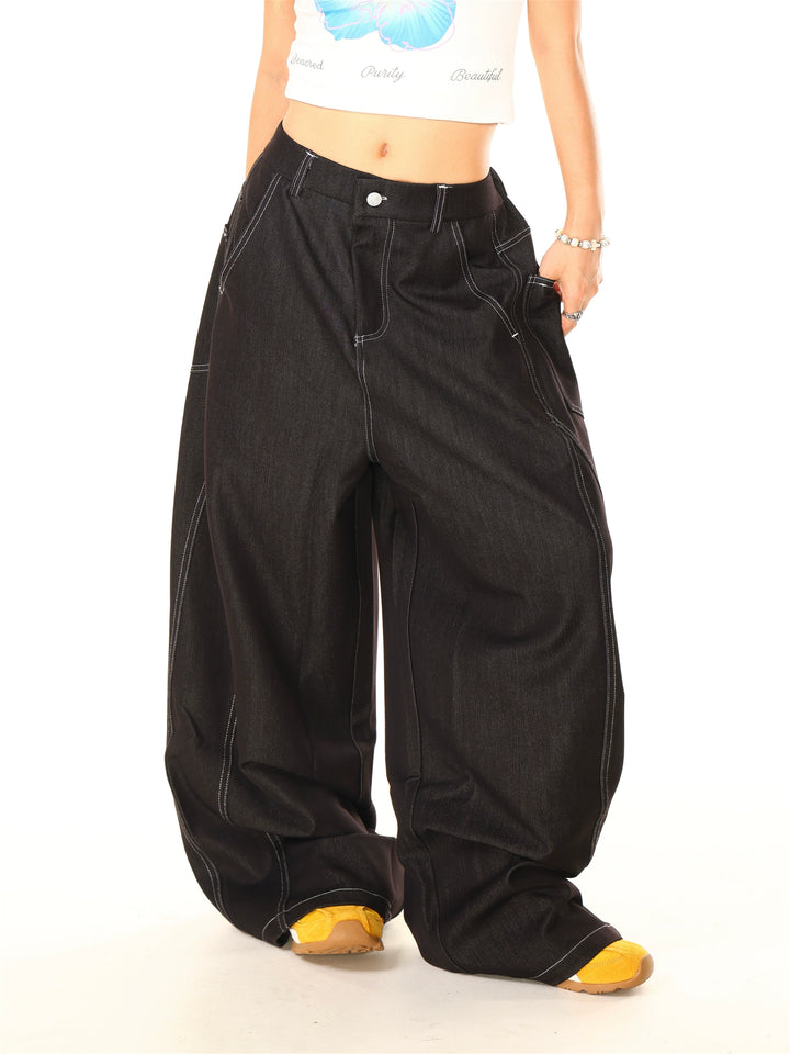 Loose Washed Wide Leg Pants