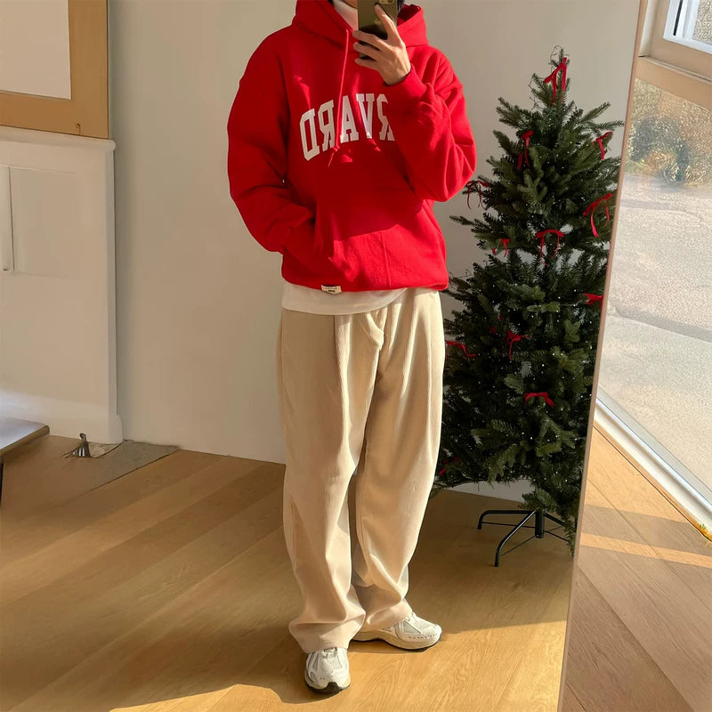 سويت شيرت بقلنسوة فضفاض من القماش الثقيل مع طباعة حروف 