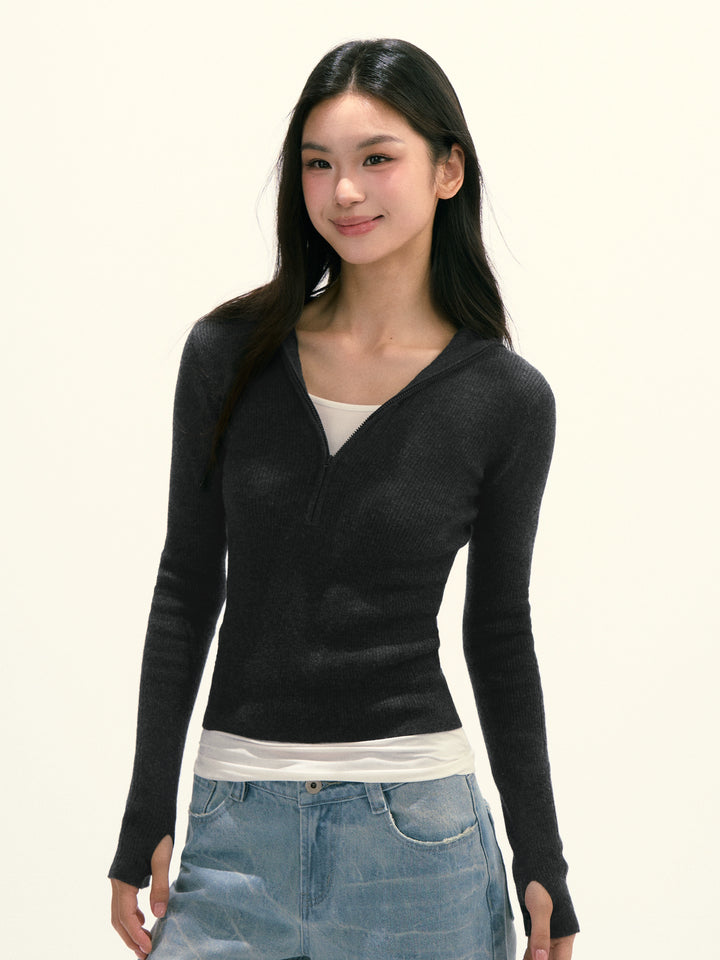 Half Zip Knit Sweatshirt