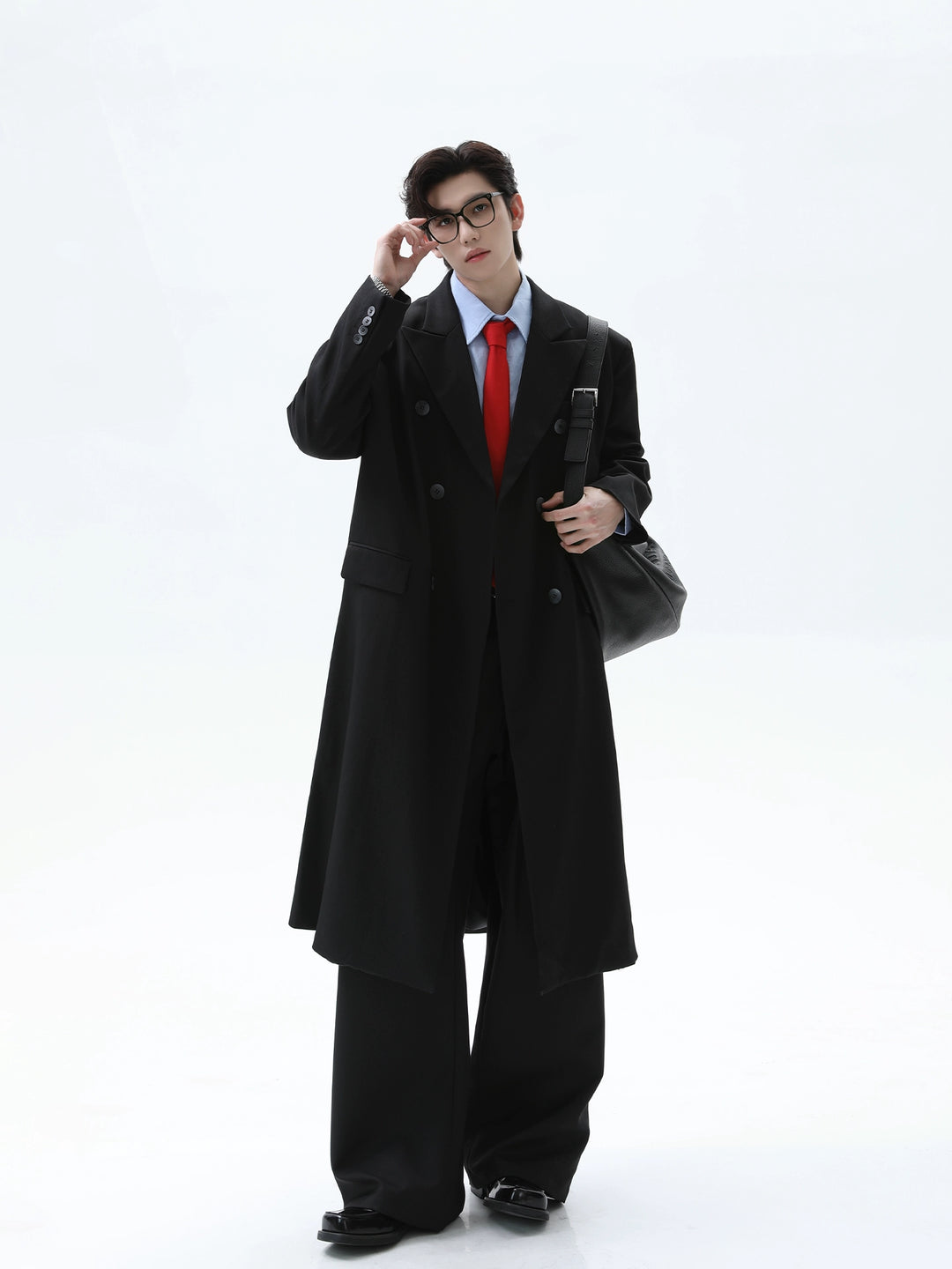 Twill Texture Long Windbreaker Coat
