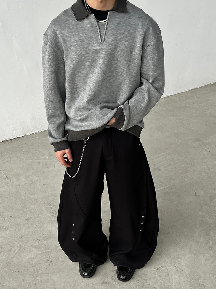 Heavy Stitch Lapel Sweatshirt