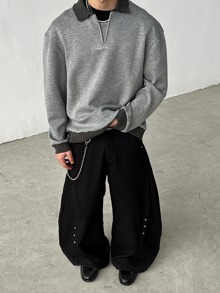Heavy Stitch Lapel Sweatshirt