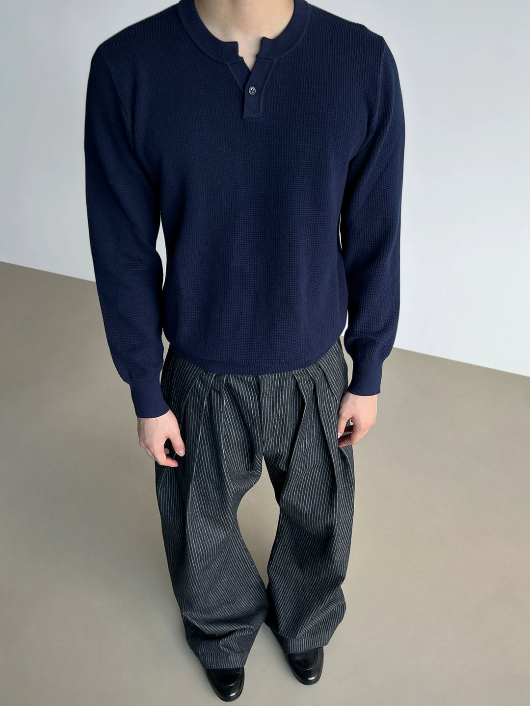 Henley Collar Knitted Shirt