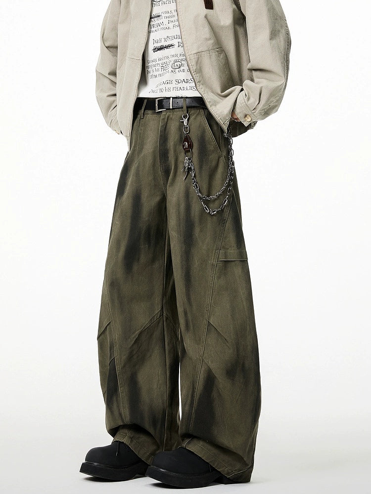 Wide Leg Patchwork Work Pants