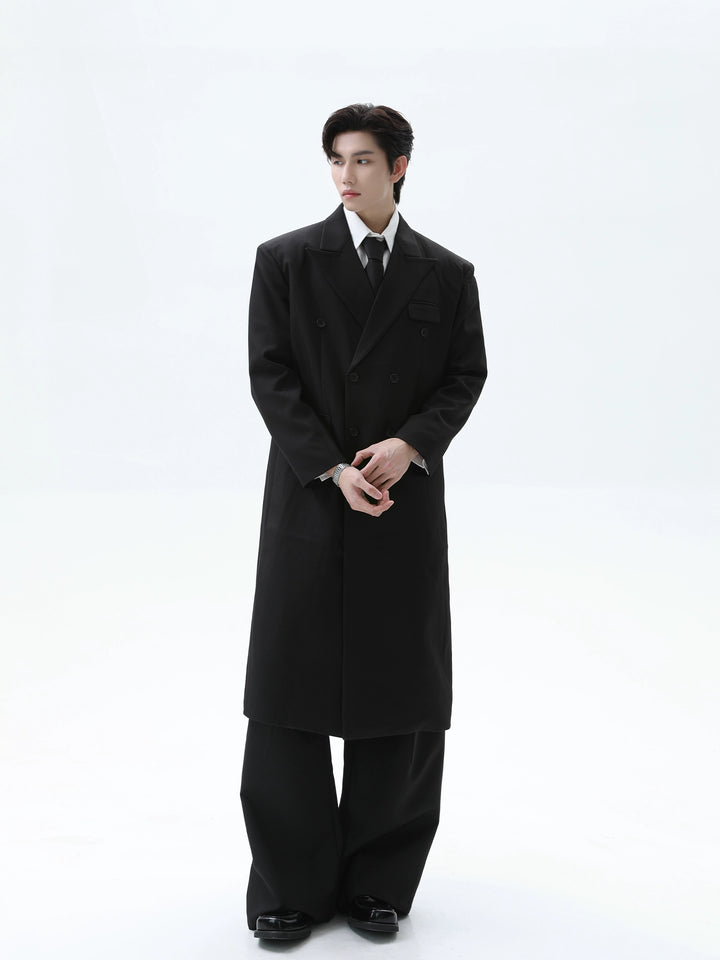 Double-Breasted Long Trench Coat