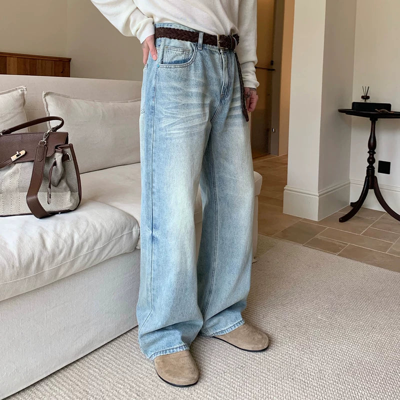 3D Whisker Versleten Losse Rechte Broek 