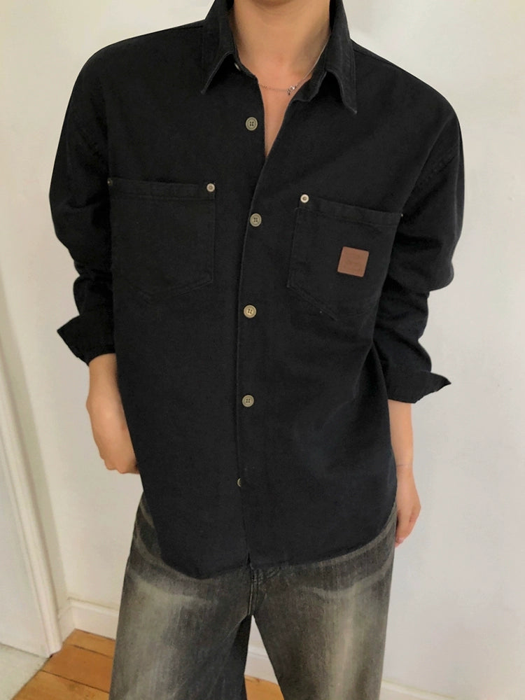 Camisa chaqueta de trabajo suelta con lavado retro 