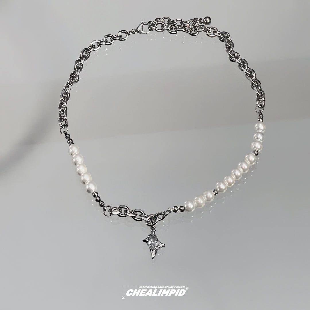 Pearl Titanium Steel Clavicle Necklace