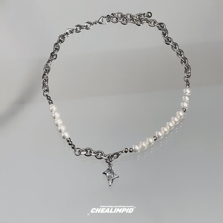 Pearl Titanium Steel Clavicle Necklace