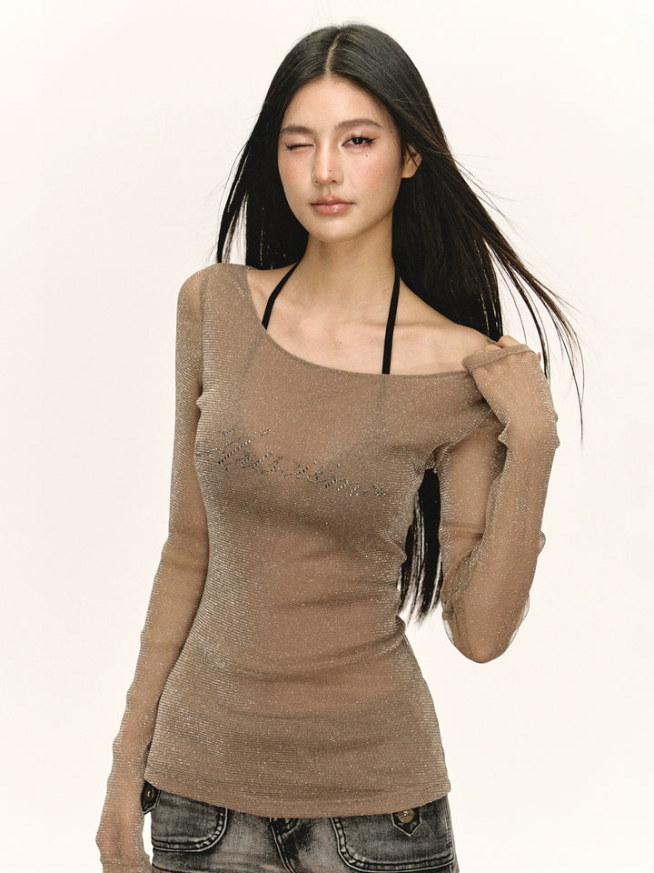 Turtleneck ajusté à manches longues 