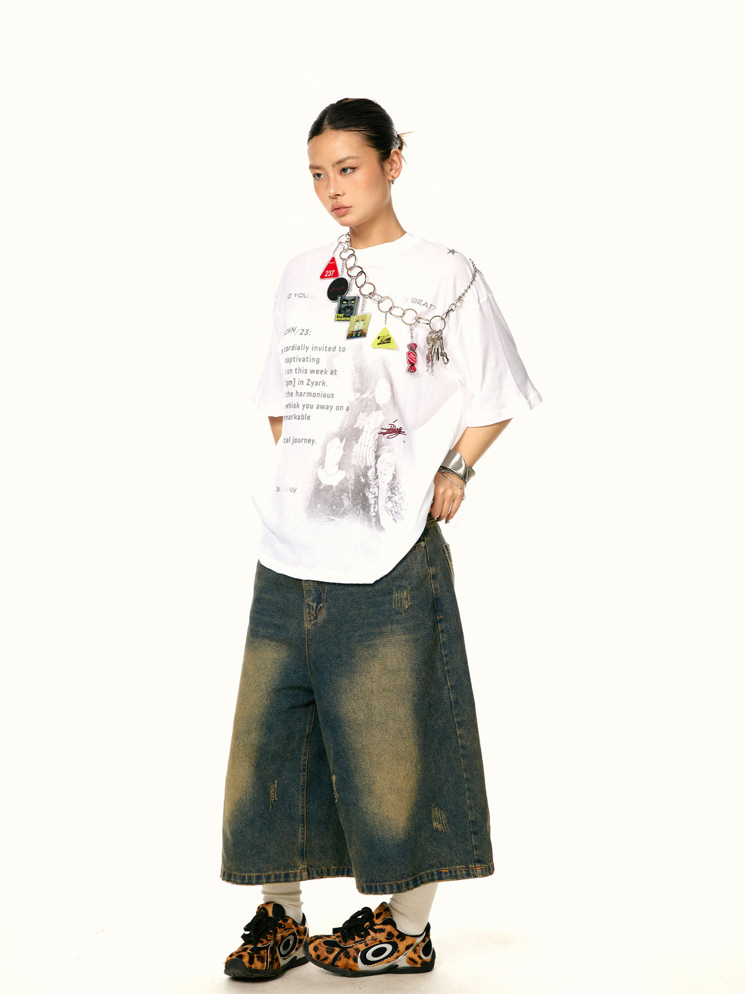 Retro Printed Cotton Loose T-Shirt