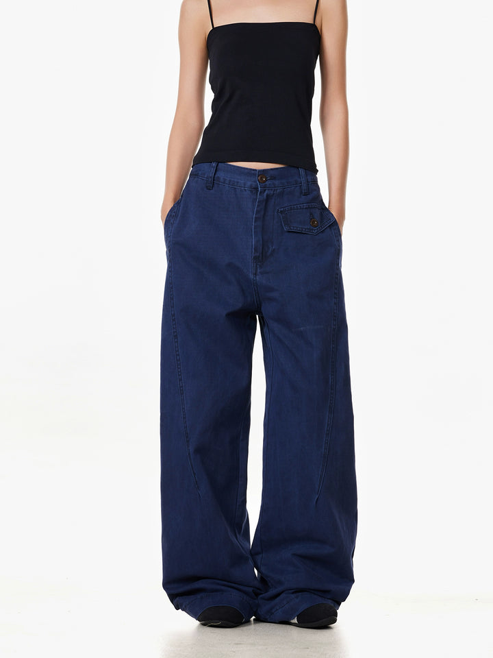 Pantalones anchos de pierna recta y casuales 