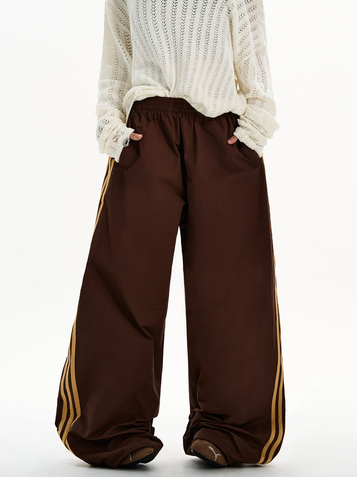 Retro brede ben tre-stripe casual bukser 